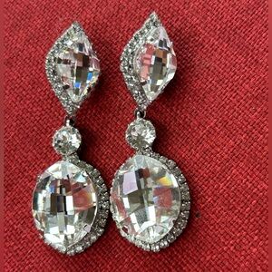 Elegant Silver Crystal Drop Earrings